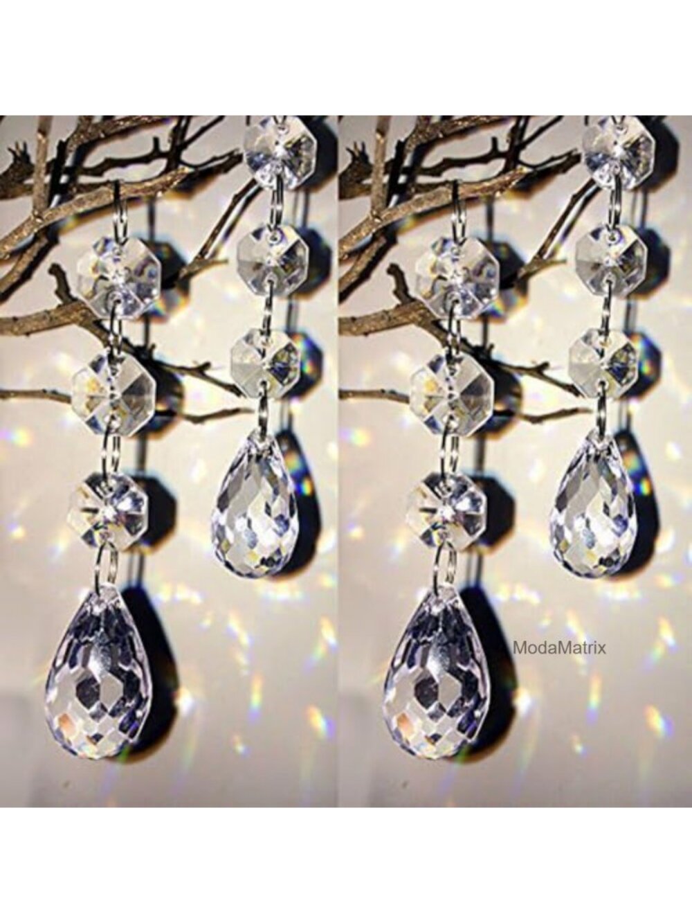 30pc Crystal Icicle Prism Ornaments Clear Hanging Decor